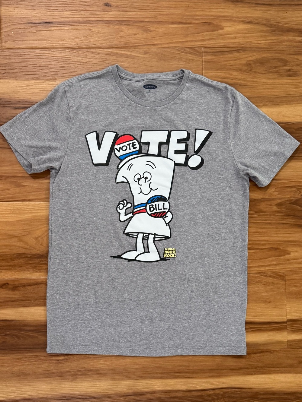 Old Navy School House Rock “Vote” Tshirt - size Adult Small - Gray